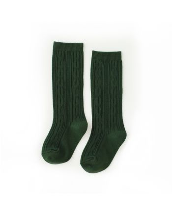 Forest Green Cable Knit Knee High Socks